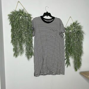 Black and white striped dress